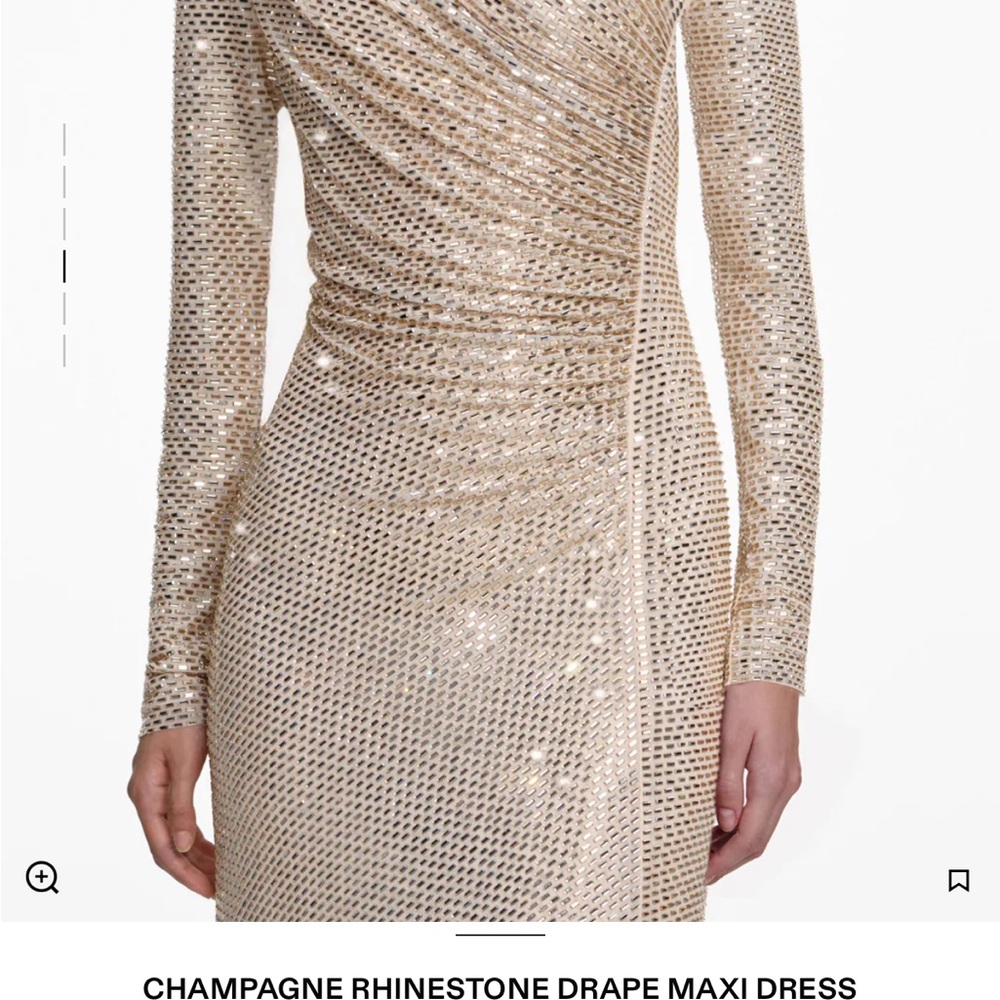 SELF PORTRAIT CHAMPAGNE RHINESTONE DRAPE MAXI DRESS SIZE US4. UK8. - Picture 5 of 11